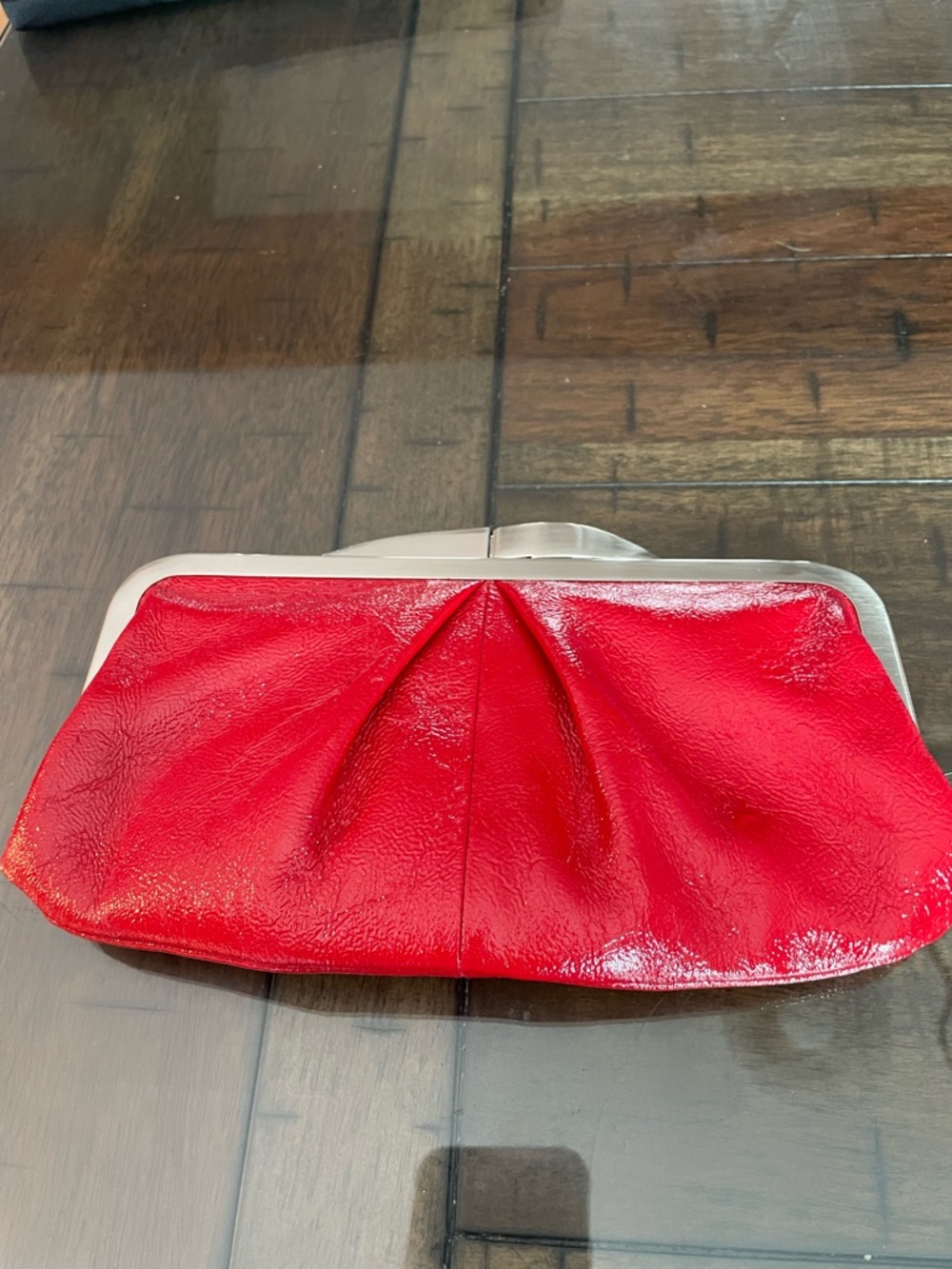 HOBO Red Pleated Chain-Handle Clutch - Picture 5 of 8